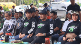 Wakil Bupati Kotabaru H. Syairi Mukhlis bersama jajaran Forkopimda dan pejabat daerah saat pembukaan kegiatan Trabas Hebat 2 di kawasan wisata Goa Lowo, Sabtu (03/05/2025)
