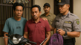 Dua pelaku pencurian buah kelapa sawit di Desa Bepara, Kecamatan Pamukan Utara, saat diamankan pihak kepolisian. (Foto Ilustrasi/Ummy) 