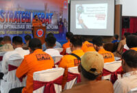 Suasana sosialisasi Desa Tangguh Bencana di PT Indocement Tarjun, diikuti perwakilan sembilan desa binaan Kecamatan Kelumpang Hulu dan Kelumpang Hilir.