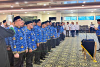 Sekretaris Daerah Kotabaru H. Eka Saprudin, A.P., M.A.P. melantik dan mengambil sumpah jabatan 180 pejabat fungsional di Aula Bamega Kantor Bupati Kotabaru. (Foto:DiskominfoKTB) 
