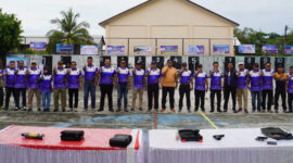 Wakil Bupati Kotabaru, jajaran Forkopimda, kepala SKPD, dan para peserta saat foto bersama pembukaan Kejuaraan Menembak Antar SKPD Kabupaten Kotabaru 2025 dalam rangka HUT KORPRI ke-54 di Lapangan Tembak PERBAKIN Kotabaru, Sabtu (13/12/2025).